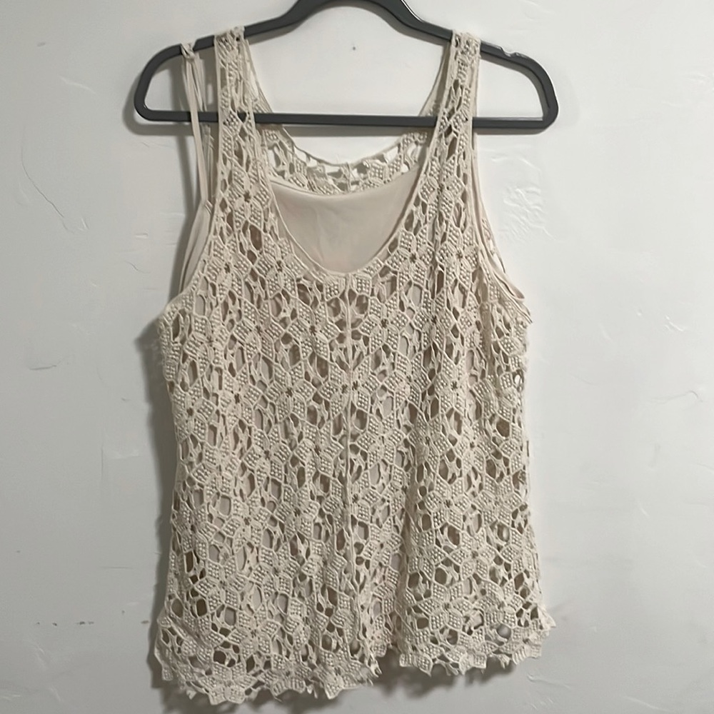 Crochet Tank with separate Liner - Cream